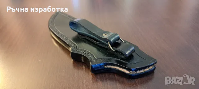 Кания естествена кожа с вложка от змийска кожа телешки бланк нож лов, снимка 9 - Ножове - 48077684