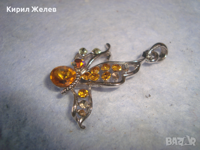 ПОСРЕБРЕН БУТИКОВ ФЕЩЪН АРТ СКЪПОЦЕНЕН МЕДАЛЬОН с ФАСЕТИРАНИ КАМЪНИ ЦИТРИН 26292