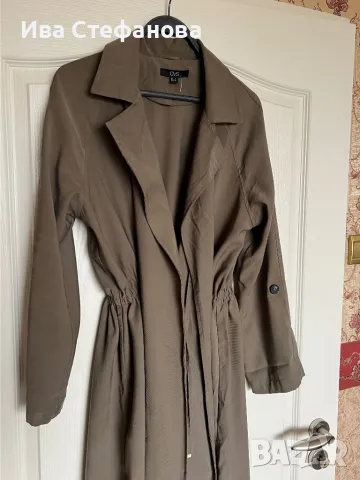  Нов вискоза тъмно зелен елегантен шлифер тип рокля набран в талията , снимка 7 - Палта, манта - 49155901