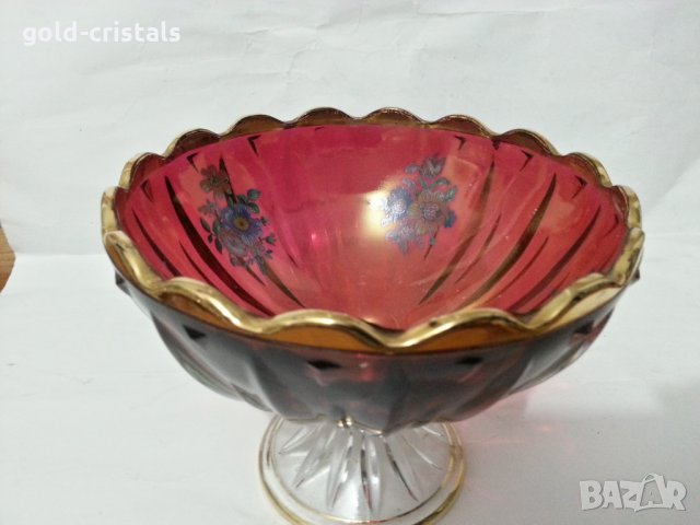 Стъклена купа фруктиера цветно стъкло, снимка 1 - Антикварни и старинни предмети - 35984923