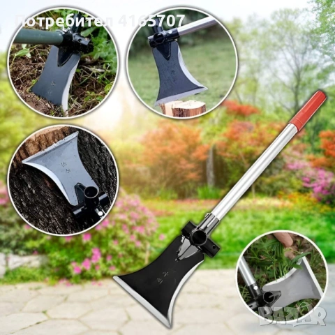 Многофункционален градински инструмент 4 в 1 – брадва, лопата, мотика и сърп в едно, снимка 8 - Градински инструменти - 53046404