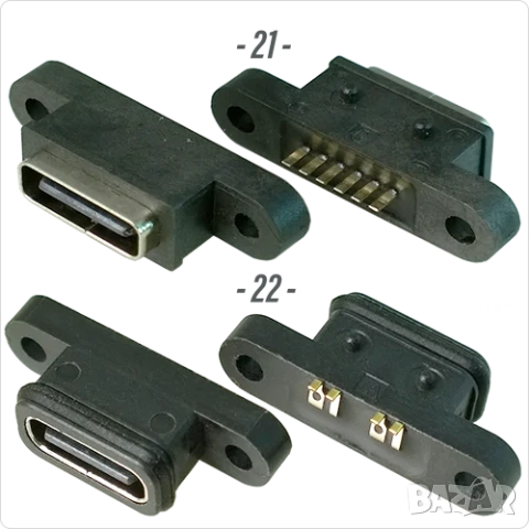 Букса конектор USB Type-C  6 , 4 , 2 pin , Waterproof IP67-IP68  panel mount connector,панелен  монт, снимка 12 - Ремонт на друга електроника - 50423467