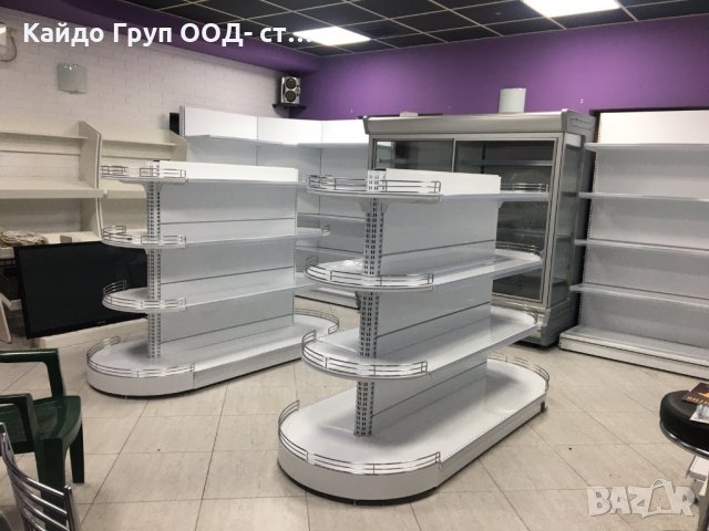 Островен стелаж със заоблени краища- наличен бял цвят- нов, снимка 2 - Стелажи и щандове - 35889264