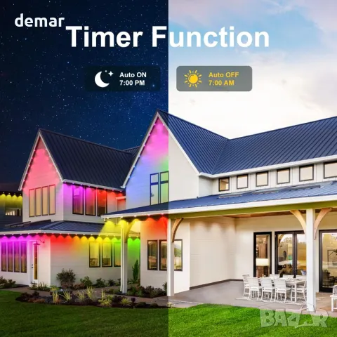 Постоянно външно осветление 15M, Smart RGBIC 30 LED,APP и дистанционно, снимка 6 - Лед осветление - 47375244