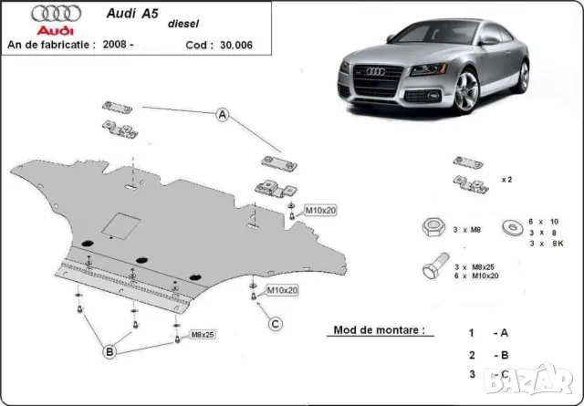 Метална кора под двигател скорости Audi A5 2008г – 2016г, снимка 2 - Аксесоари и консумативи - 50198225