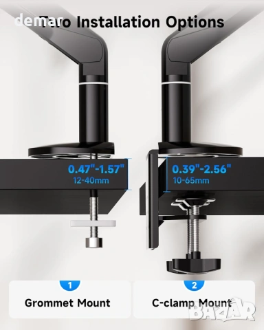 BIZUM стойка за един монитор, регулируема газова пружина, 17"-43", до 15 кг, снимка 5 - Стойки, 3D очила, аксесоари - 53836635