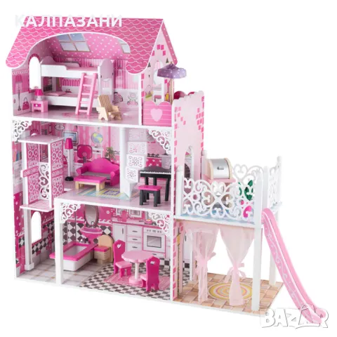 Wooden Дървена Къща за Кукли 3 Нива и Тераса Victoria 89x32.5x90см. TL49059