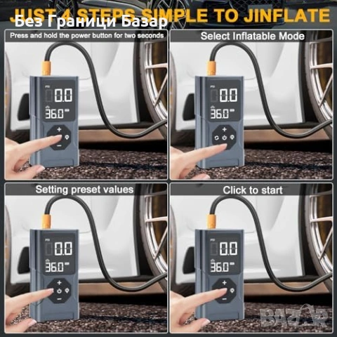 Нова Преносима помпа компресор за гуми кола/велосипед/колело LED 12V, снимка 5 - Друга електроника - 53692469