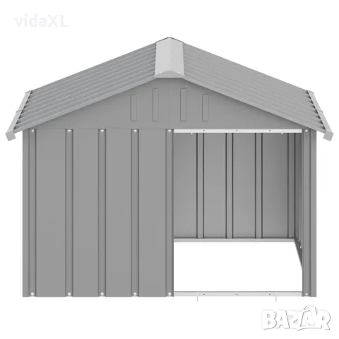 vidaXL Кучешка къща сива 116,5x103x81,5 см поцинкована стомана, снимка 5 - За кучета - 56146346