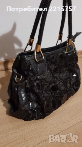 Чанта с пайети и имитация на змийска кожа. , снимка 8 - Чанти - 41523028