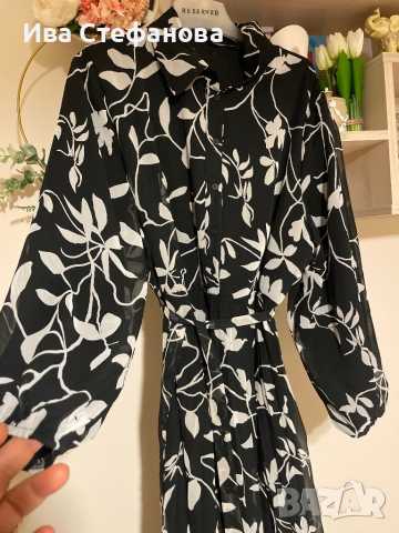 Нова елегантна ежедневна дълга рокля флорален принт цветя плисе плисирана  феерична ефирна , снимка 6 - Рокли - 42058371