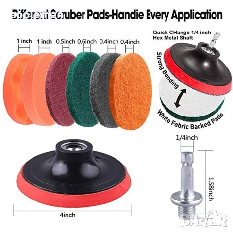 Комплект четки за полиране почистване пастиране винтоверт бормашина , снимка 2 - Аксесоари и консумативи - 41748958