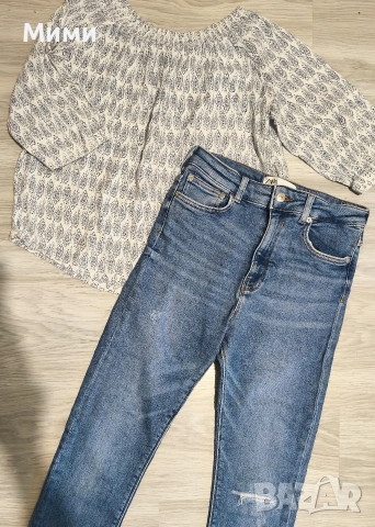 Дамски лот от дънки на "Zara"и блуза!, снимка 3 - Комплекти - 53402332
