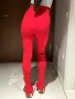 Нов уникален секси висока талия червен спортен елегантен панталон рипс рипсен Alice Evis , снимка 6
