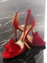 Дамски елегантни червени сандали със златен ток 10 см, 37 номер, снимка 1