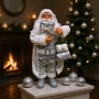 Коледна декоративна фигура Дядо Коледа в сребристи орнаменти, снимка 6