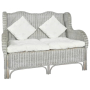 2-местен диван, сив, естествен ратан и лен  , снимка 1 - Градински мебели, декорация  - 44796597