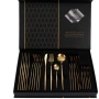 Комплект прибори за хранене в златист цвят от 24 части с луксозен дизайн и магнитна кутия, снимка 1
