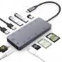 USB C HUB 11 в 1,  EXSYS EX-1221HM, HDMI 4K, Type C, 3.5mm Audio, PD 100W, 3xUSB2.0,2xUSB3.0, Double, снимка 1 - Други - 40244046