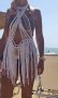 Плажна рокля ръчно плетена туника бохо стил в бяло, снимка 1