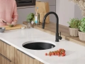 Графит кръгла кухненска мивка за вграждане под плот Валета 50 460x460 мм, снимка 1