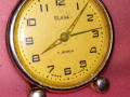 SLAVA MADE in USSR Стар КОЛЕКЦИОНЕРСКИ РУСКИ БУДИЛНИК МЕХАНИЧЕН НАСТОЛЕН ЧАСОВНИК СЛАВА СССР 43502, снимка 5