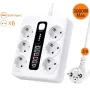 Разклонител Sumker, 6 контакт, 5 бр. USB, 1 бр. C конектор, 220V, 3000W, 10A, бял, снимка 1