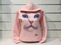 Нов дамски розов суичър с 3D принт Котка със сини очи, снимка 8