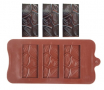 Шоколад шоколадов блок шоколадова плочка 3 блокчета релеф листа и какао силиконов молд форма фондан, снимка 1 - Форми - 36351738
