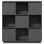 vidaXL Висок шкаф, сив, 110,5x35x117 см, борово дърво масив, снимка 6