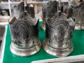 Комплект от шест броя руски посребрени подстакани, снимка 2