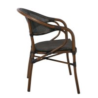 Стол трапезен Vegera Черен с кафеви крака, снимка 3 - Столове - 44295354