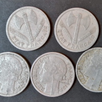 Франция на Виши 5 броя по 2 франка 1943, 1944, 1947, 1948 и 1950 к47, снимка 2 - Нумизматика и бонистика - 36166732