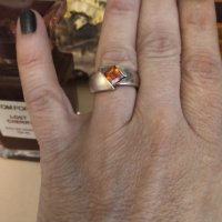 Рядък сребърен пръстен с оранжев сапфир , снимка 5 - Пръстени - 41808450