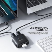 USB 3.0 селектор на превключвател USB превключвател, двупосочен с 2 броя A към A 3,3 фута кабели, снимка 7 - Друга електроника - 41945872