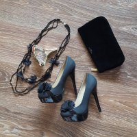 Черни обувки на ток 38н-30лв НОВИ, снимка 1 - Дамски обувки на ток - 41105287