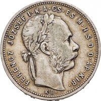 Монета Унгария 1 Форинт 1881-КВ  Франц Йосиф I, снимка 2 - Нумизматика и бонистика - 39688420