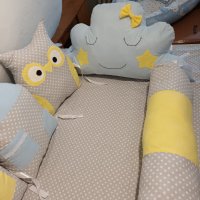 Обиколник от възглавнички за бебешко креватче , снимка 4 - Спално бельо и завивки - 35897851