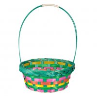 Великденска декорация, Плетена кошница, Зелена/ многоцветна, 22x38 см, снимка 1 - Декорация за дома - 40080894