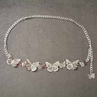 Метален колан бижу верижка с пеперуди в сребрист цвят, снимка 12 - Колани - 41755413