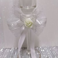 Украса за сватбени чаши (вариант 2), снимка 4 - Сватбени аксесоари - 41388128