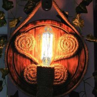 Лампа за механа, ръчно изработена дървена лампа за стена, ретро, винтидж, снимка 5 - Лампи за стена - 36015602