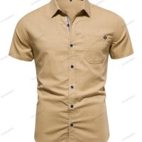 Мъжка едноцветна вталена ежедневна риза с къси ръкави, 6цвята - 023, снимка 3 - Ризи - 40848652