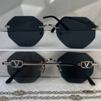 Valentino дамски прозрачни слънчеви очила Осмоъгълник с верижка синджир, снимка 7 - Слънчеви и диоптрични очила - 44623336
