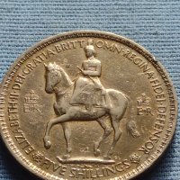 Монета 5 шилинга 1953г. Великобритания Коронацията на Елизабет втора 40426, снимка 5 - Нумизматика и бонистика - 42711890