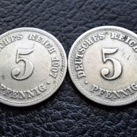 Стара монета 5 пфенига 1907 г. буква А ,2 броя - Германия- топ цена, снимка 4 - Нумизматика и бонистика - 39766966
