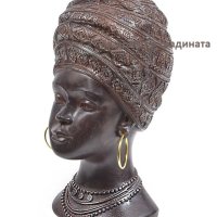 Настолен керамичен бюст на африканска жена, 8,5x9x17,5 см, снимка 2 - Декорация за дома - 42057383