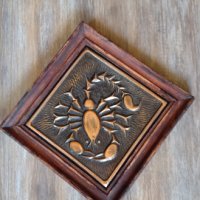 Скорпион - медно пано с дървена рамка., снимка 2 - Пана - 41912378