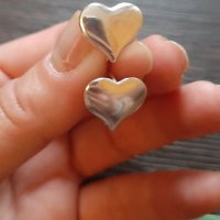 Сребърни обеци сърце, снимка 1 - Обеци - 40694023