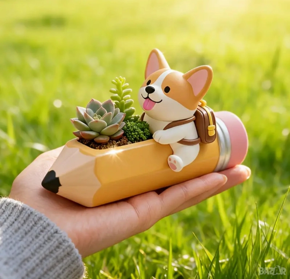 Молд кашпа куче с молив, снимка 1